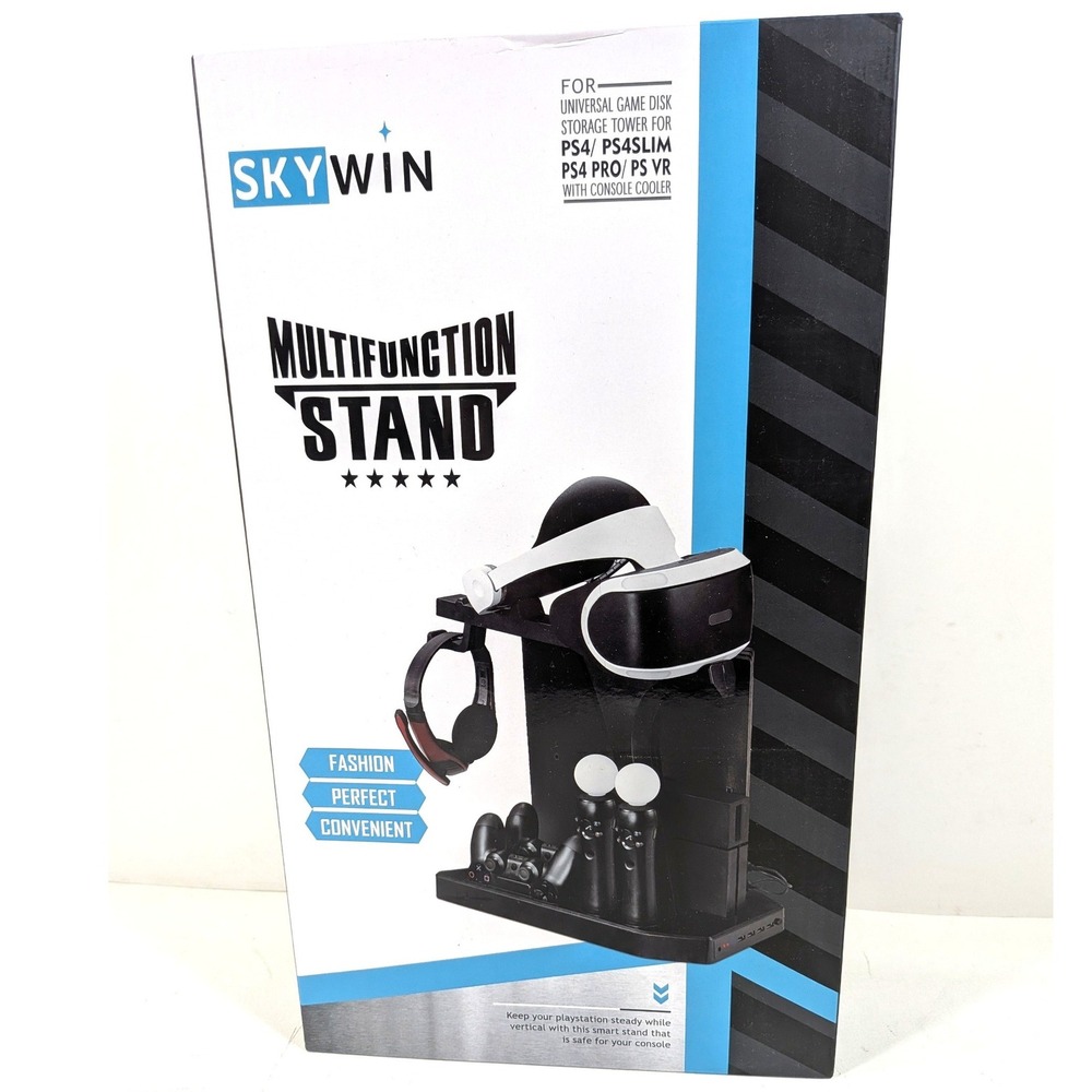 SkyWin Multifunction Stand Black for‎ PS4/PS4 Slim/PS4Pro/PSVR W/Charging Cooler - Picture 7 of 7